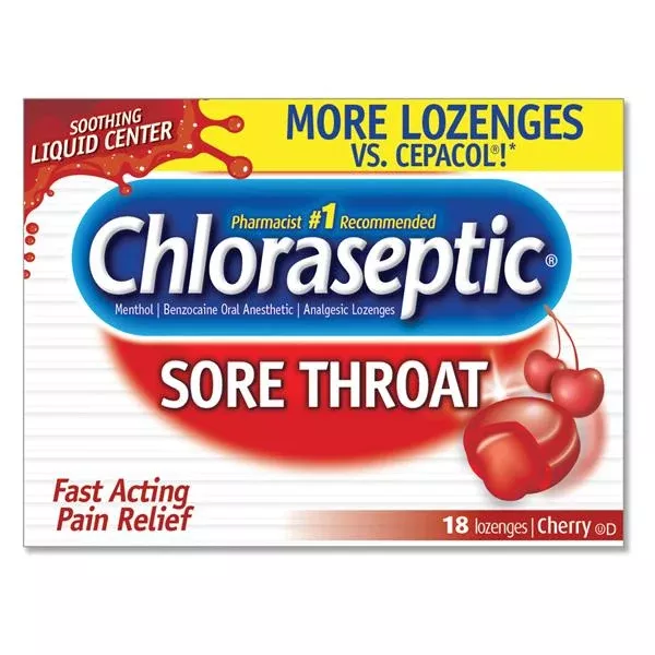 Medtech Products Chloraseptic Sore Throat Lozenges Cherry 18/Bx, 36 BX/CA (103011069C)