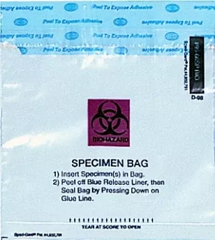 Minigrip Specimen Transport Bag with Document Pouch Speci-Gard 6 X 6 Inch Polyethylene Adhesive Closure Biohazard Symbol / Instructions for Use NonSterile - M-208106-1519 - Case of 2000