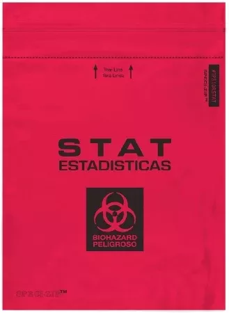 Minigrip Specimen Transport Bag with Document Pouch Speci-Zip 8 X 10 Inch Polyethylene Zip Closure STAT / Biohazard Symbol NonSterile - M-762467-4494 | Case of 1000