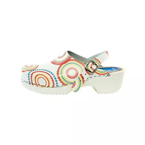 Moheda Toffeln International Clog Open Back Leather / Wood Base W Adlt Lllpp Sz 10 SlpOn 1/Pr