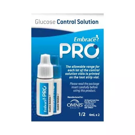 Omnis Health Blood Glucose Control Solution Embrace Pro Blood Glucose Testing 2 X 4 mL Level 1 & Level 2 - M-1003885-2731 | VL/1