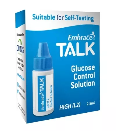 Omnis Health Blood Glucose Control Solution Embrace Talk Blood Glucose Testing 2.5 mL Level 1 - M-1125772-1213 | Each