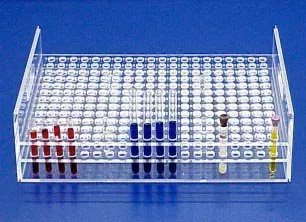 PANTek Technologies LLC Stacking Test Tube Rack Mitchell Plastics 50 Place 13 mm Tube Size Clear 5-1/2 X 10-1/2 X 11 Inch - M-1008094-139 - Each