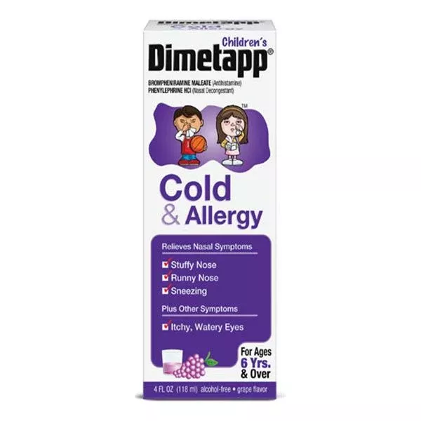 Pfizer Consumer Health Dimetapp Children Liquid 1mg/2.5mg/5mL Grape 4oz/Bt, 24 BT/CA (223513)
