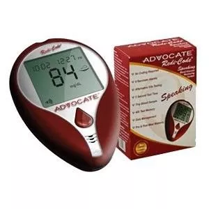 Pharma Supply Inc Blood Glucose Meter Advocate Redi-Code 5 Second Results Stores Up To 400 Results , 7 , 14 and 30 Day Averaging No Coding Required - M-1086202-1443 | Case of 50