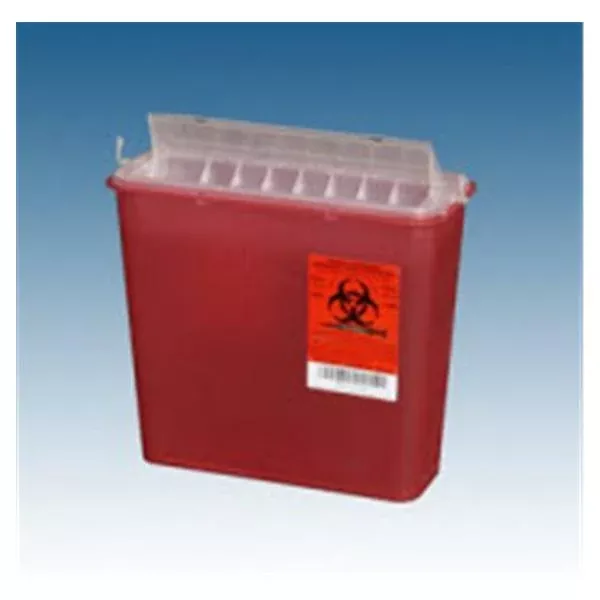 Plasti-ProductsContainer Sharps 5qt Plastic Horizontal Drop Red/Clear Ea, 20 EA/CA (141020)