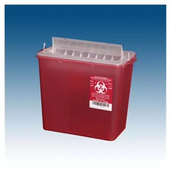 Plasti-ProductsContainer Sharps 8qt Medium Plstc Horizontal Drop Red/Clear 20/Ca