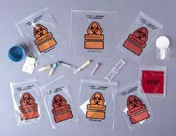 RD Plastics Company Specimen Transport Bag with Document Pouch 8 X 8 Inch Plastic Zip Closure Biohazard Symbol / Storage Instructions NonSterile - M-459848-793 - Case of 1000