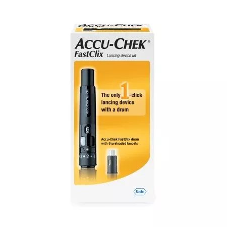Roche Diabetes Care Lancet Accu-Chek FastClix Lancet Needle Multiple Depth Settings Track System - M-820615-2923 | Box of 102