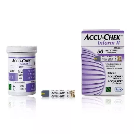 Roche Diagnostics Blood Glucose Test Strips Accu-Chek Inform II 50 Strips per Box Tiny 0.6 microliter drop For ACCU-CHEK Inform II Meter - M-962405-1680 | Case of 1800