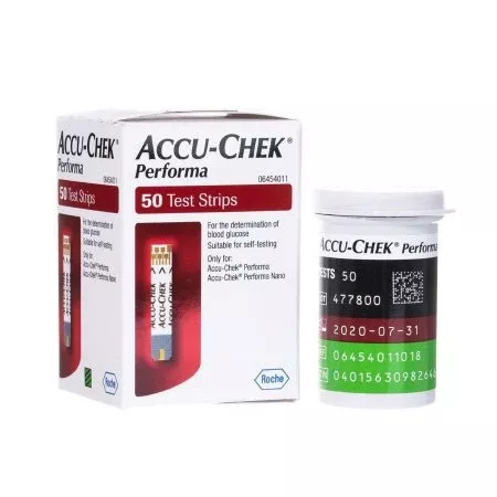 Roche Diagnostics Blood Glucose Test Strips Accu-Chek Performa 50 Strips per Box Tiny 0.6 microliter drop For Accu-Chek Performa Blood Glucose Meter - M-946331-2691 | Case of 36