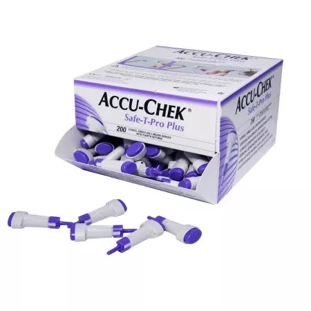 Roche Diagnostics Lancet Safe-T-Pro Adjustable Depth Lancet Needle Multiple Depth Settings 23 Gauge Push Button Activated - M-493716-1035 | Box of 1