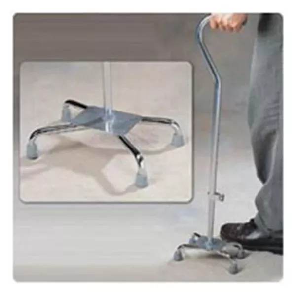 Roylan div of Patterson Med Cane Quad Wide Base Alum 300lb Capacity 29-38" Silver Adult Ea