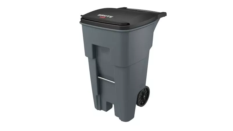 Rubbermaid Container Waste Brute Plastic 65gal Hinge Lid Gray Rectangular Ea