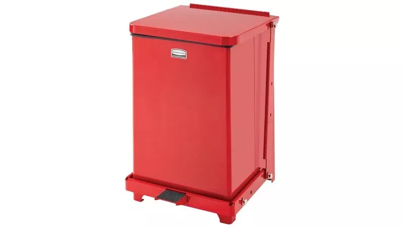 Rubbermaid Container Waste Defenders Stl 40gal Step-On Ld Rd Sqr Ea (FGST40ERBRD)