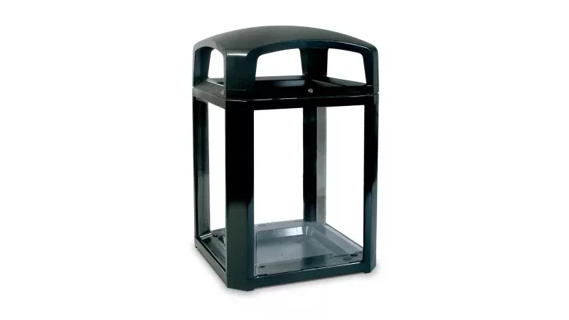 Rubbermaid Container Waste Landmark Series Plstc 50gal Rnhd Cvr Blk Sqr Ea