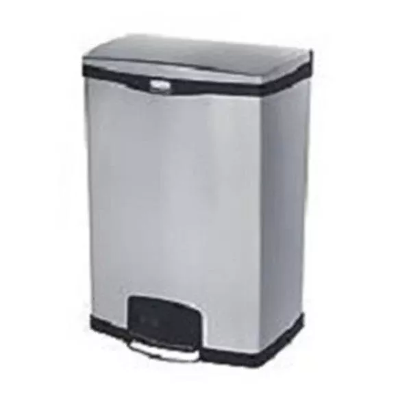 Rubbermaid Container Waste Slim Jim SS 90L/24gal Step-On Black Ea