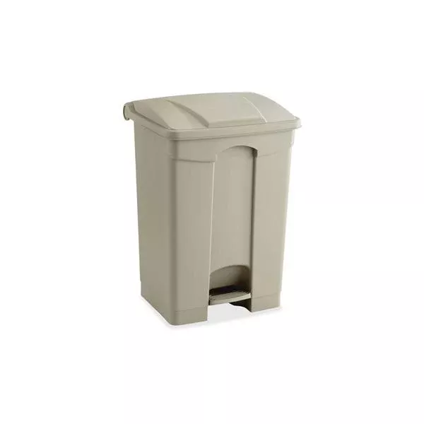Safco Products Can Trash Plastic 17gal Step-On Pedal Flat Lid Tan Rectangle Ea