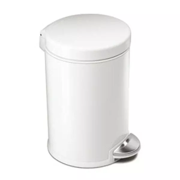 Simple Human Can Trash Plastic 1.2gal Step-On Pedal Flat Lid White Round Ea