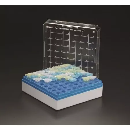Simport Scientific Microcentrifuge Tube Storage Box Polystyrene / Polyurethane Foam Insert 64 Tube Capacity - M-1142110-4287 - Case of 24