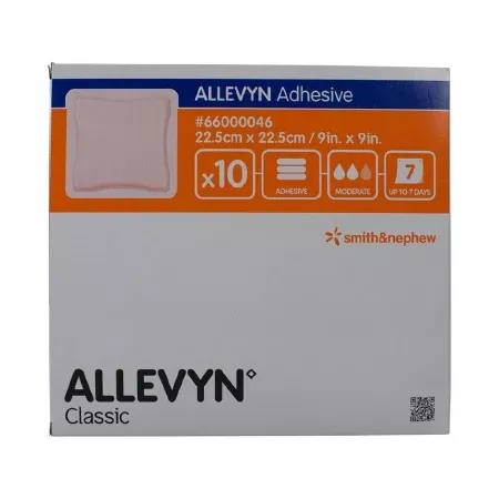 Smith & Nephew Wound Care Dressing Allevyn Plastic 9x9" Adhesive Transparent 10x8/Ca