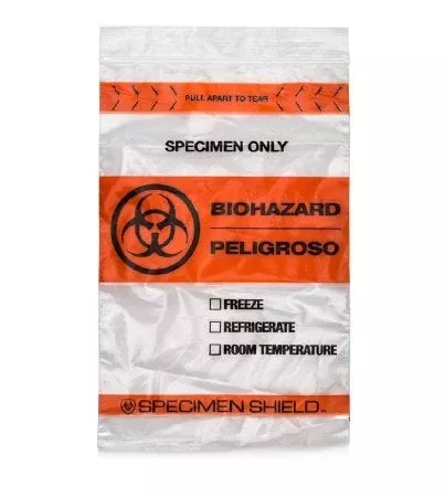 StatLab Medical Products Specimen Transport Bag with Document Pouch Specimen Shield™ 6 X 9 Inch Polyethylene Zip Closure Biohazard Symbol / Storage Instructions NonSterile - M-1030174-3298 - Case of 1000