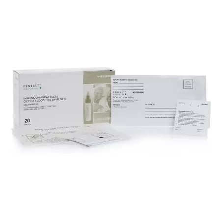 Stool Collection Kit Consult Mailing Envelopes Containing 1 Sampler Slide, 2 Collection Tissues, 2 Applicator Sticks, and 1 Patient Instructions Consult iFOBT Tests MFR #'s 4485, 4486, and 4487 - M-854861-2987 | Box of 20