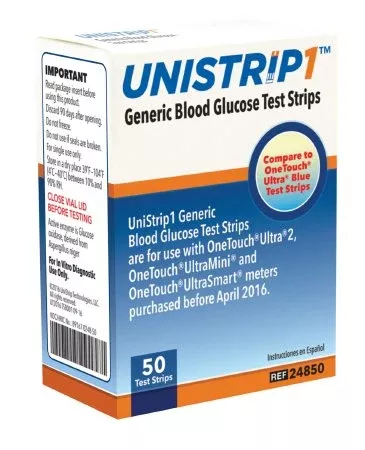 Strategic Products Group Inc Blood Glucose Test Strips Unistrip 50 Strips per Box For OneTouch Ultra Blood Glucose Meter - M-1080455-4816 | Box of 50