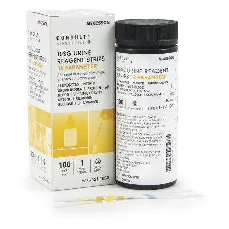 Urinalysis Test McKesson Consult Bilirubin, Blood, Glucose, Ketones, Leukocytes, Nitrite, pH, Protein, Specific Gravity, Urobilinogen 100 per Bottle - M-804314-4689 | VL/1