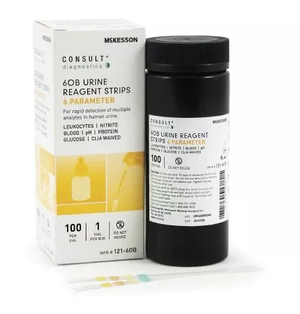 Urinalysis Test McKesson Consult Blood, Glucose, Leukocytes, Nitrite, pH, Protein 100 per Bottle - M-976925-1224 | Case of 1200