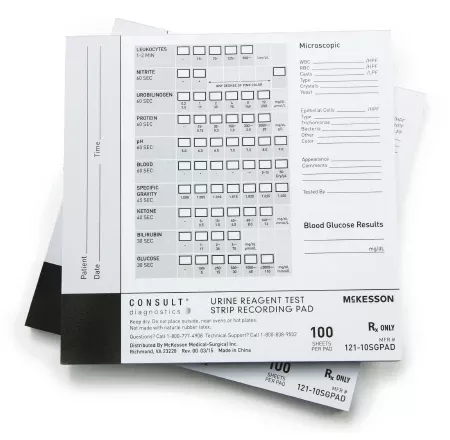 Urine Reagent Test Strip Recording Pad McKesson Consult For use with McKesson CONSULT 10SG Urine Reagent Strips (MFR # 121-10SG) - M-976928-2610 | PD/100