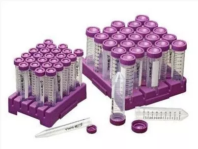 VWR International VWR High-Performance Centrifuge Tube Conical Bottom Plain 15 mL Purple Cap Closure Polypropylene Tube - M-1001859-4466 - Case of 500