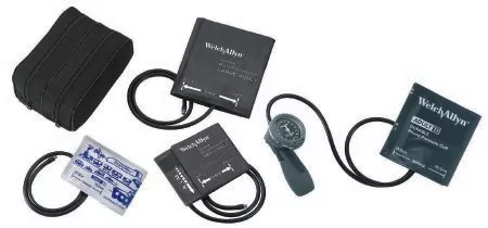 Welch Allyn Aneroid Sphygmomanometer Plus 5 Cuffs DuraShock 1-Tube Handheld Small Adult / Child Multi Cuff Pack - M-264023-1182 | Each