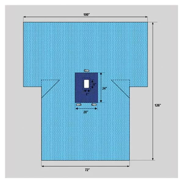 WelmedDrape Laparotomy 4x6" Fenestrated 1x125" T-Style Sterile Ea, 20 EA/CA (1222-2126)