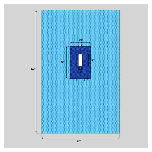 WelmedDrape Sheet 4x12" Fenestrated 77x122" Blue Sterile 18/Ca