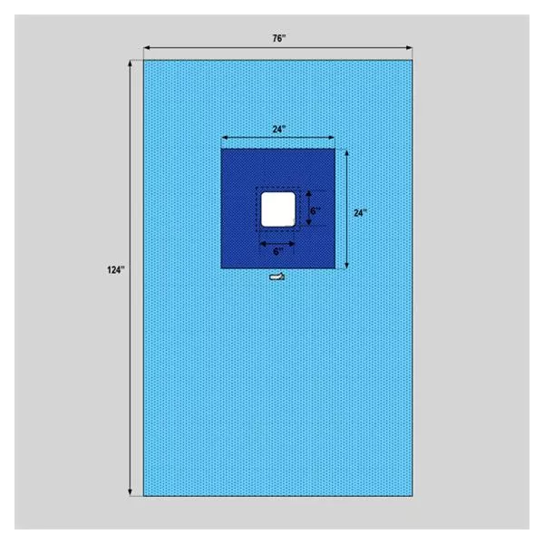 WelmedDrape Sheet 6x6" Fenestrated 76x124" Blue Sterile 20/Ca