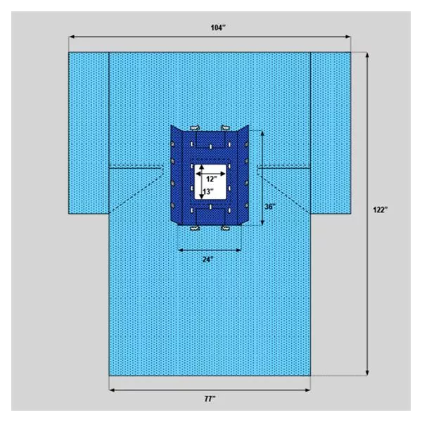 WelmedDrape Sheet Fenestrated 104x122x76" Blue Sterile 14/Ca