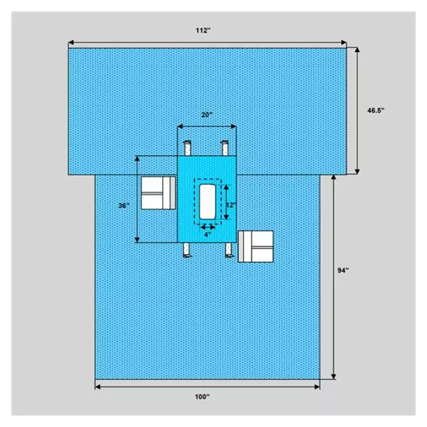 WelmedDrape Sheet Fenestrated 112x100x140-1/2" Blue Sterile 14/Ca