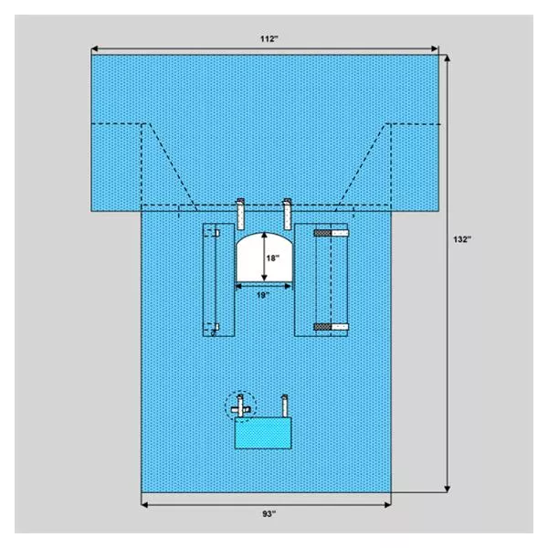WelmedDrape Sheet Fenestrated 112x132x93" Blue Sterile 8/Ca