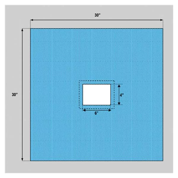 WelmedDrape Utility 4x6" Fenestrated 30x30" Blue Sterile 200/Ca
