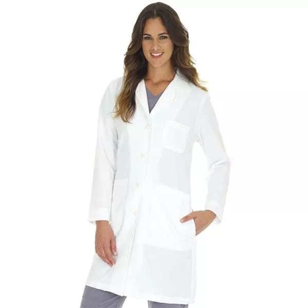 White Swan Uniform Coat Lab Poly/Ryn/Spndx W Wht Sz 14 37" Ea