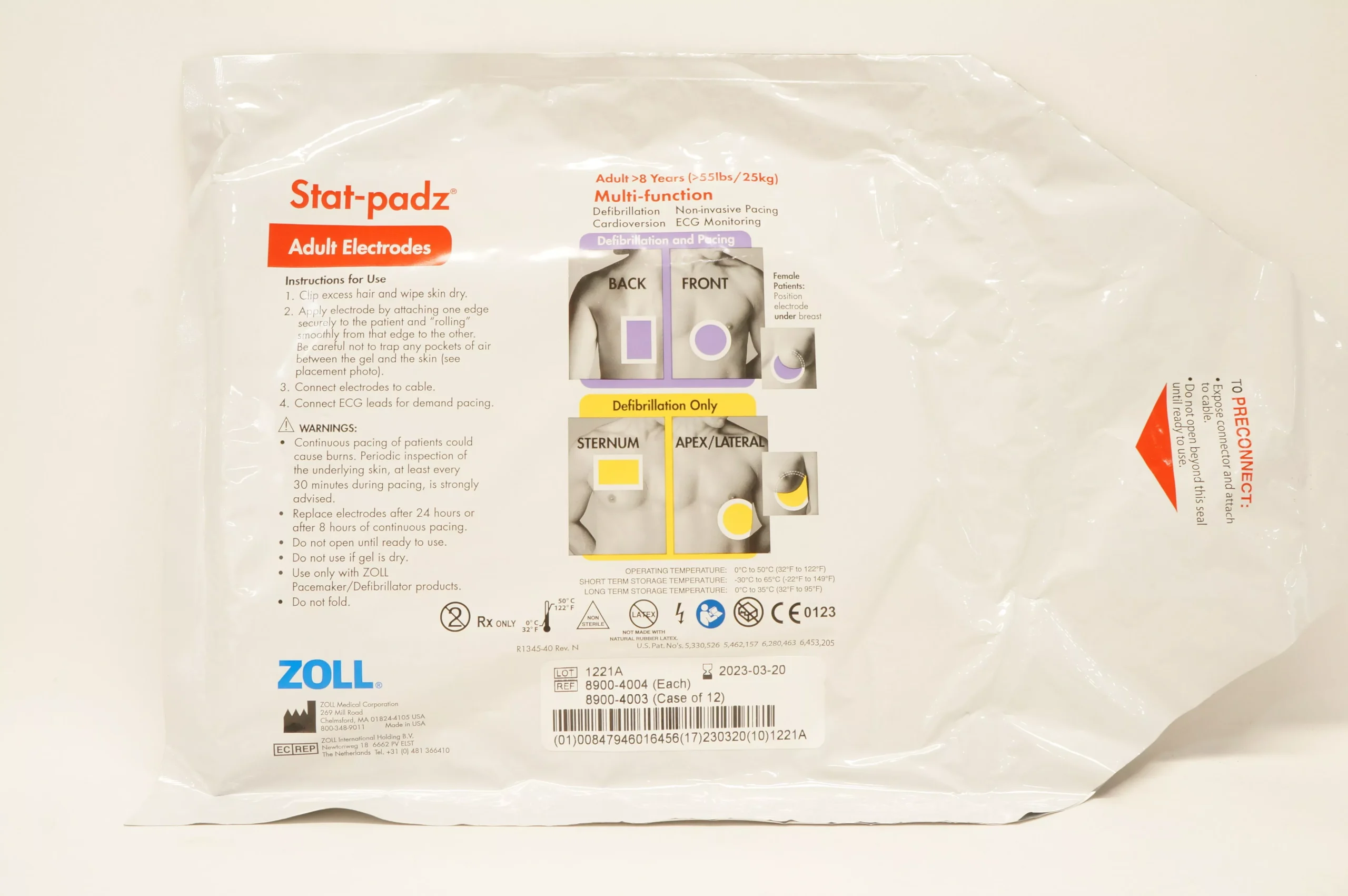 Zoll 8900-4004 Stat-padz Multi-Function Adult Electrodes >8 Years, >55 lbs (x)