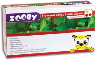 Zooby Flavored GlovesLatex Powder Free Cheetah Cherry Large100/Box , 10 Box /CasePTS 691310