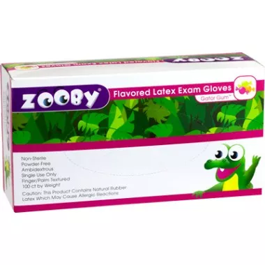 Zooby Flavored GlovesLatex Powder Free Gator Gum Small100/Box , 10 Box /CasePTS 692110